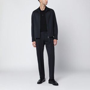 SANTANIELLO Modern Full-Zip Jacket and Tailored Trousers Suit Ensemble Men BLUE